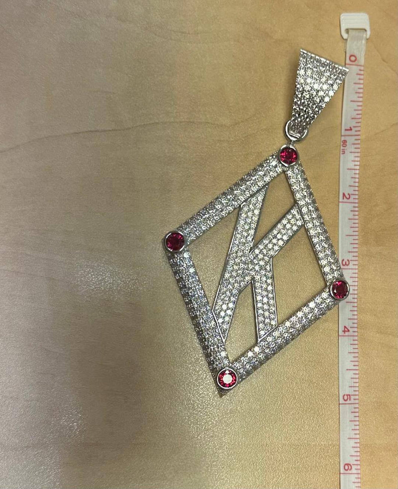 Kappa Alpha Psi-Jumbo Brass Diamond K CZ Stone Pendant