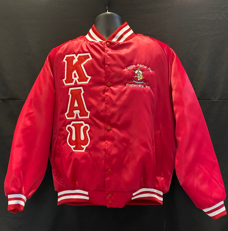 M3 Greek Kappa Alpha Psi-Satin Baseball Jacket (M3) Custom Medium / Red / Non Quilted(Flannel)