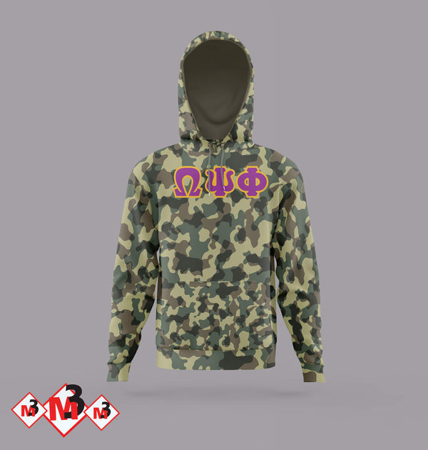 Twill Camo Hoodie - Omega Psi Phi®️ -Greek_Paraphernalia - M3 Greek