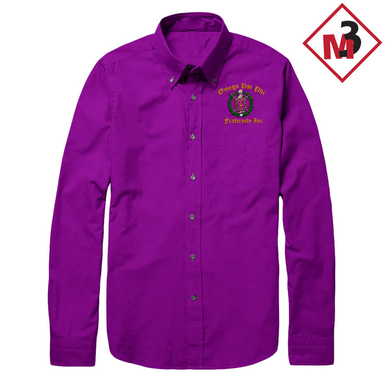 Long Sleeve Dress Shirt - Omega Psi Phi -Greek_Paraphernalia - M3 Greek